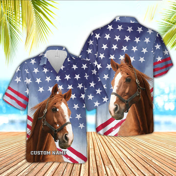 Horse Star Pattern Customized Name Hawaiian Shirt, Farm Hawaiian Shirt, Farmer Hawaii