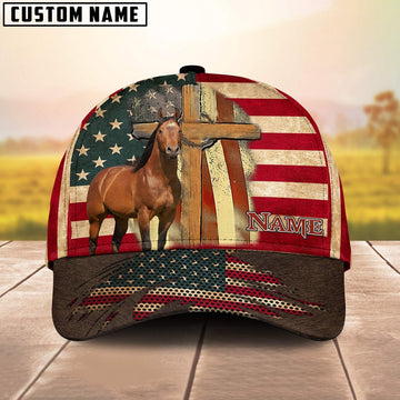 Horse USA Flag Customized Name Cap, Farmer Cap, Cap For Farmers, Best Farm Hat, Farm Use Hat