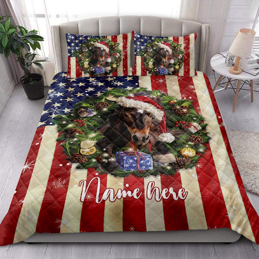 Horse Wearingmas Hat Wreath Bedding Set, Christmas Beddings, Xmas Bedding Sets