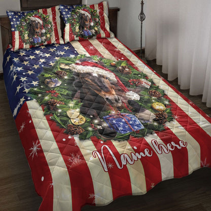 Horse Wearingmas Hat Wreath Bedding Set, Christmas Beddings, Xmas Bedding Sets