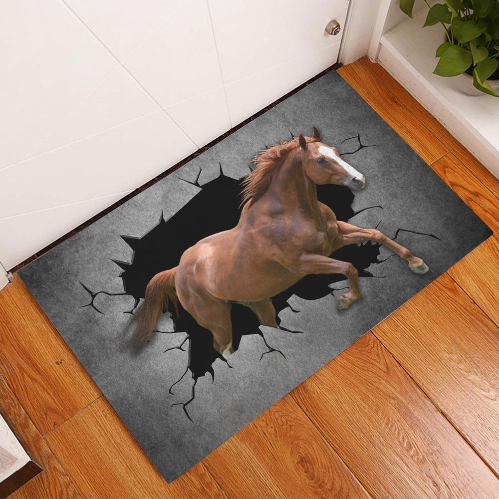 Horse Welcome Doormat, Funny Horse Farm Animal Crack Pattern Welcome Doormat, Pets Home Decor Door Mat
