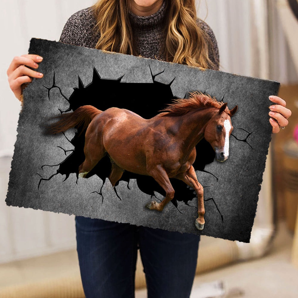 Horse Welcome Doormat, Funny Horse Farm Animal Crack Pattern Welcome Doormat, Pets Home Decor Door Mat