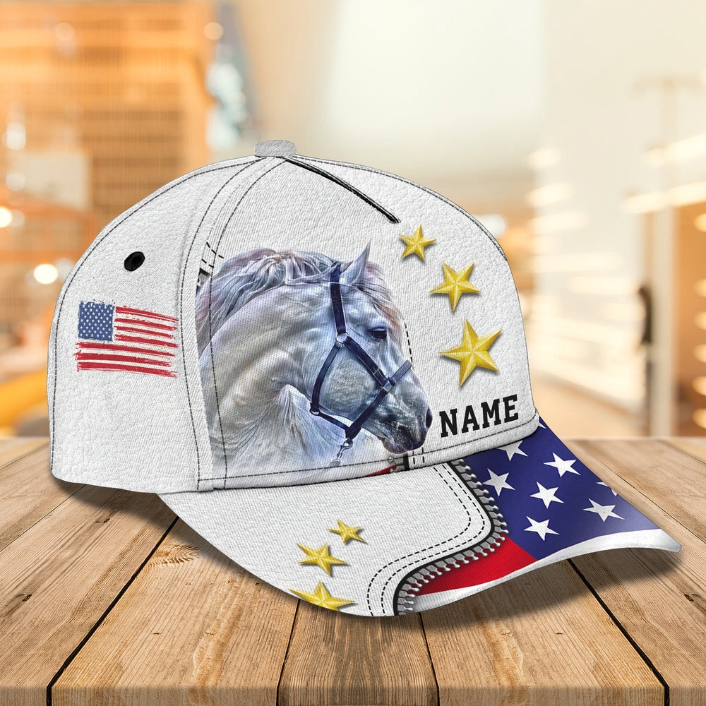 Horse With Stars American Customized Name Cap, Farmer Cap, Cap For Farmers, Best Farm Hat, Farm Use Hat