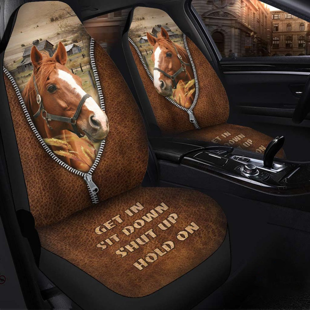 Horse Zipper Leather Pattern Car Seat Cover, Car Seat Cover, Farm Car Seat Cover, Pet Seat Covers