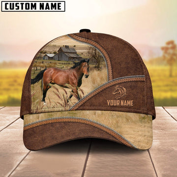 Horse Zipper Leather Pattern Customized Name Cap, Farmer Cap, Cap For Farmers, Best Farm Hat, Farm Use Hat