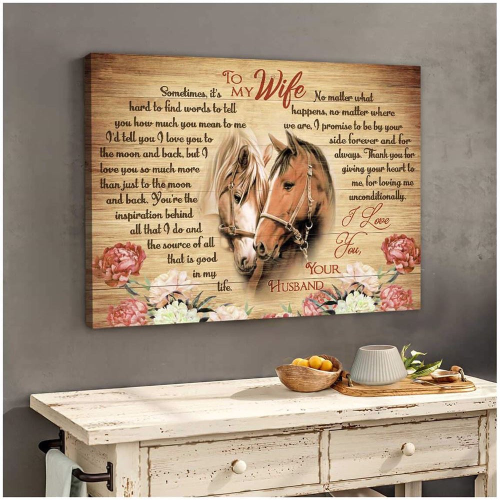 Horses To My Wife It'S Hard To Find Words Canvas Wall Art Farmhouse Decor Canvas, Farmhouse Canvas, Farm Gift, Farm Home Decor