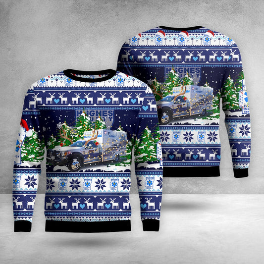 Hughes County Emergency Medical Service Christmas AOP Ugly Sweater, Christmas Ugly Sweater, Sweater Xmas, Ugly Sweater