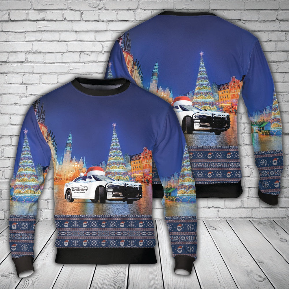 Hughes County Sheriff, Oklahoma Christmas AOP Sweater, Christmas Ugly Sweater, Sweater Xmas, Ugly Sweater
