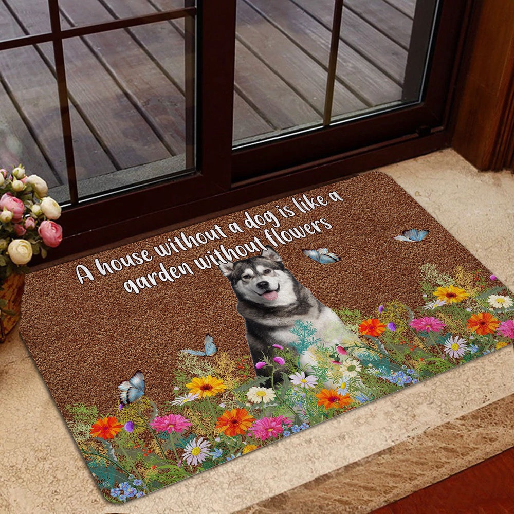 Husky Welcome Doormat, Husky a house without a dog is like a garden without flowers Welcome Doormat, Pets Home Decor Door Mat