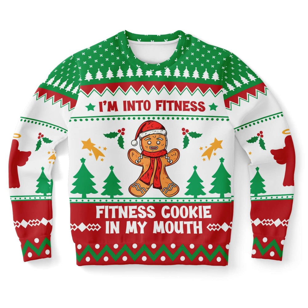 I Am Into Fitness, Fitness Cookie In My Mouth Gingerbread Ugly Christmas Sweater, Christmas Ugly Sweater, Sweater Xmas, Ugly Sweater