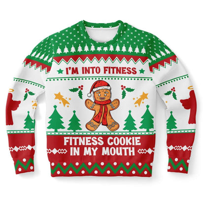 I Am Into Fitness, Fitness Cookie In My Mouth Gingerbread Ugly Christmas Sweater, Christmas Ugly Sweater, Sweater Xmas, Ugly Sweater