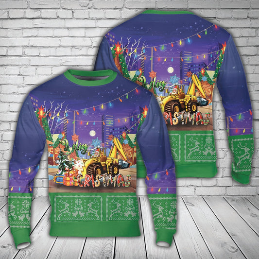 I Dig Christmas Backhoe Loader Sweater, Christmas Ugly Sweater, Sweater Xmas, Ugly Sweater