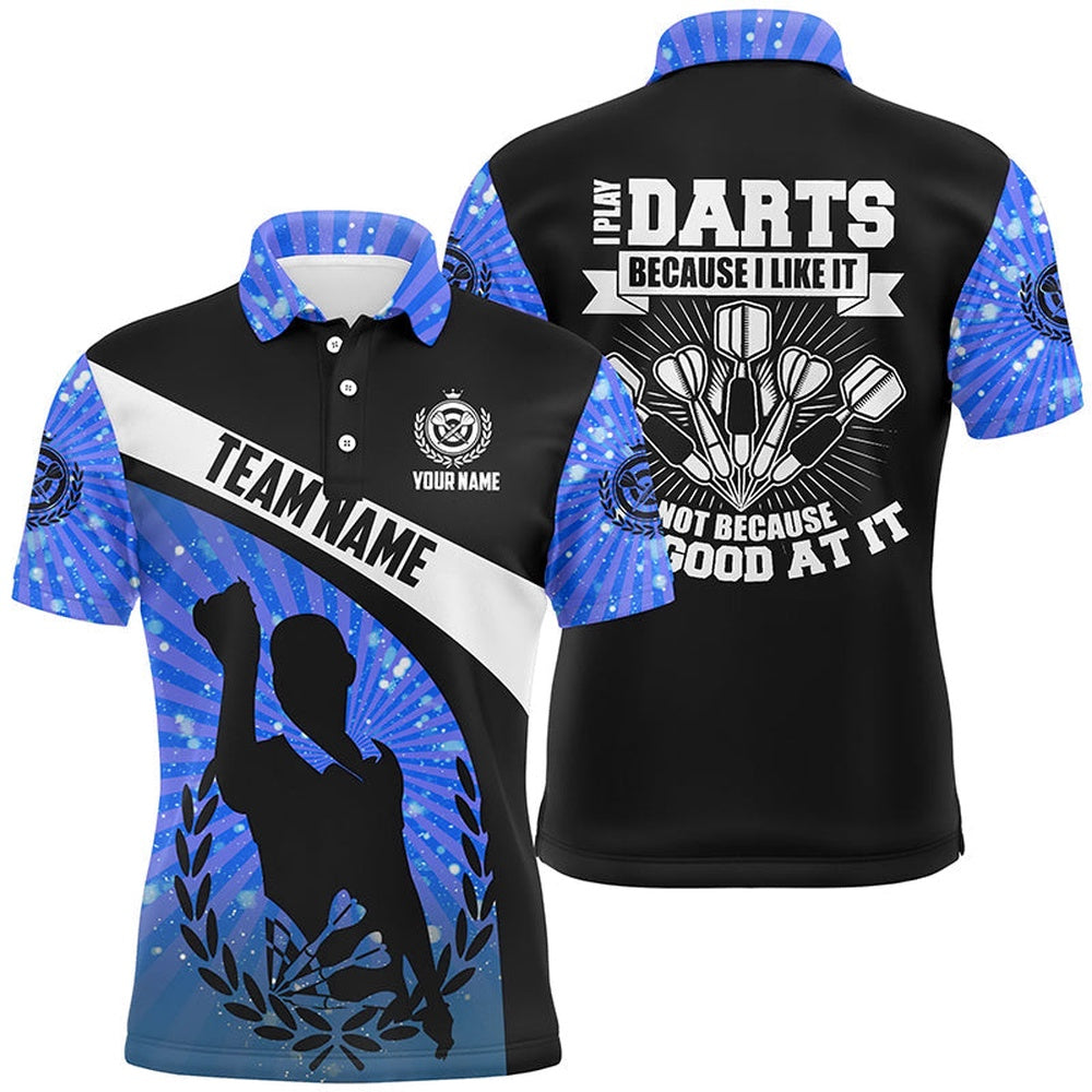 I Play Darts Because I Like It Blue Halo Darts Polo Shirt Custom Dart Polo For Men, Darts Team Polo Shirt