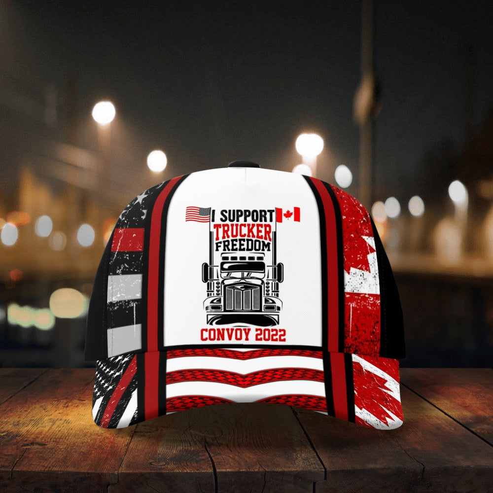 I Support Truckers Freedom Convoy 2022 3D Baseball Cap All Over Printed, Farmer Cap, Vintage Farmer Hat, Mens Farmer Hats, Cap For Farmers