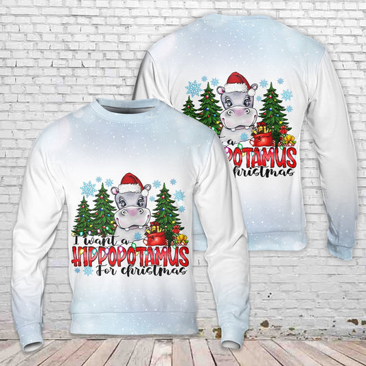 I Want a Hippopotamus for Christmas Sweater, Christmas Ugly Sweater, Sweater Xmas, Ugly Sweater
