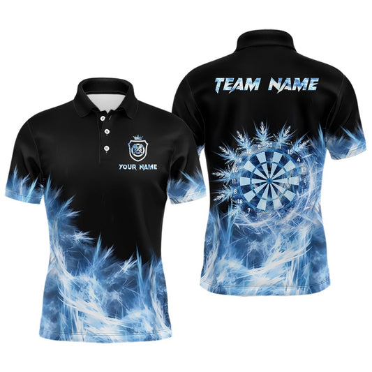 Icy Blue Light Mens Darts Polo Shirt Customized Darts Shirt For Men Darts Team Polo, Darts Team Polo Shirt