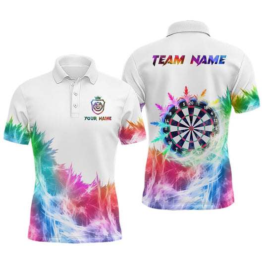 Icy Colorful Light Mens Darts Polo Custom Dart Shirts For Team Darts Polo White, Darts Team Polo Shirt