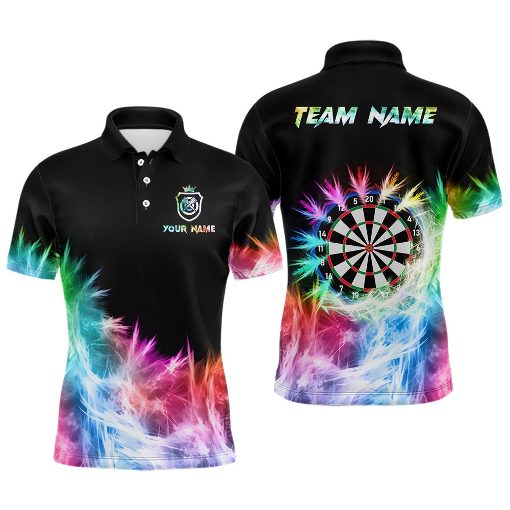 Icy Colorful Light Mens Darts Polo Shirts Custom Dart Shirts For Team Darts Polo, Darts Team Polo Shirt