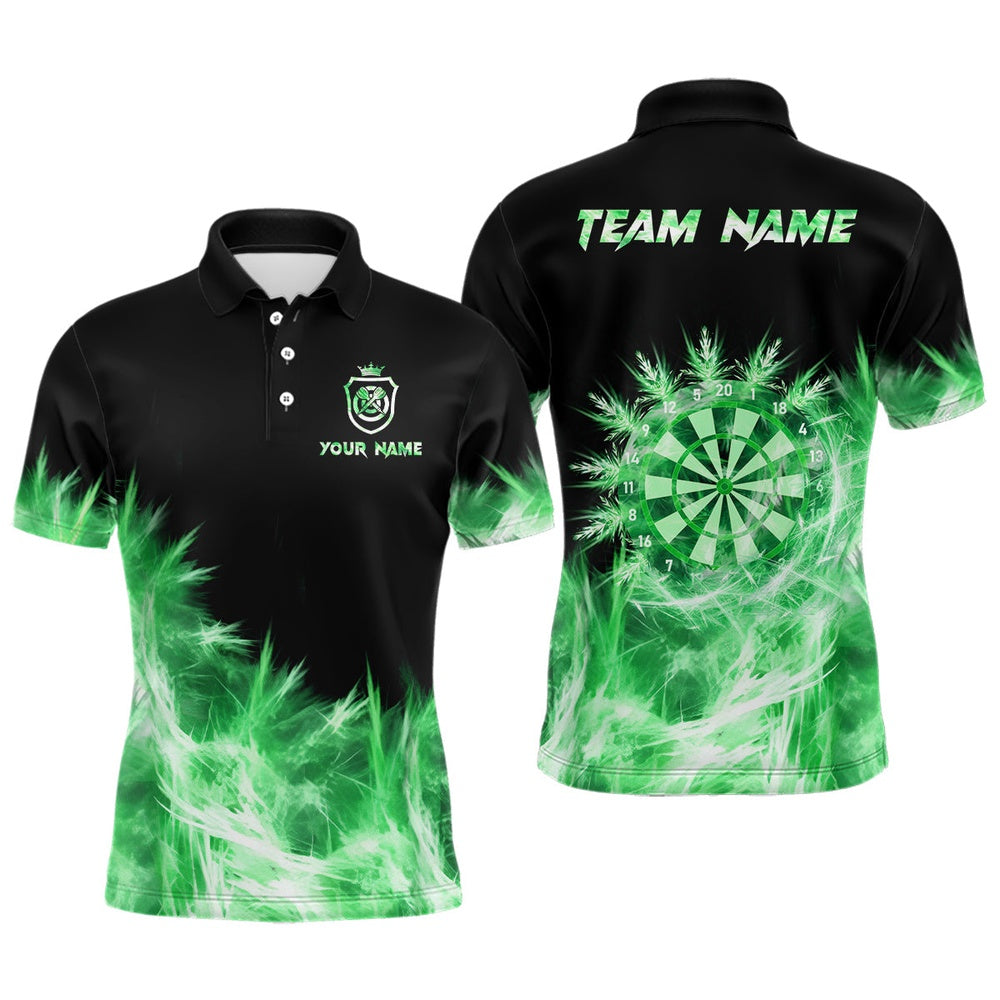 Icy Green Light Mens Darts Polo Shirts Custom Dart Shirts For Team Darts Polo, Darts Team Polo Shirt