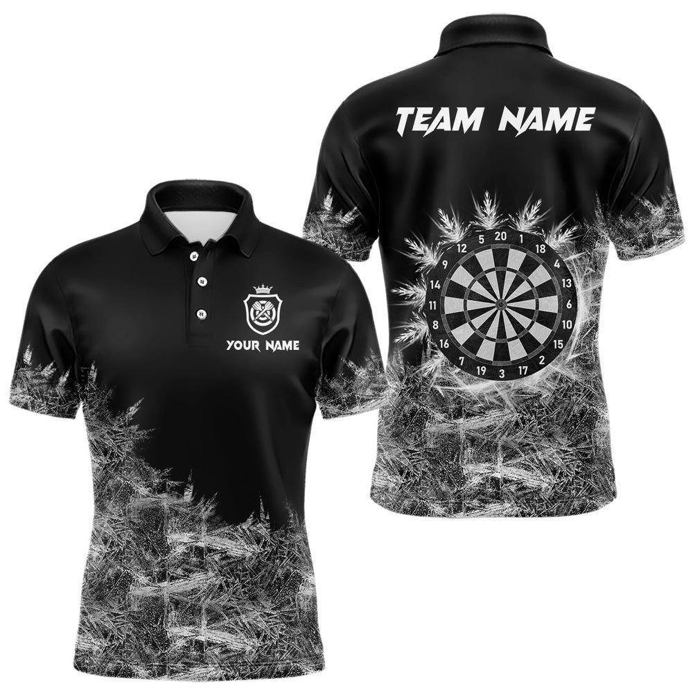 Icy Grey Light Mens Darts Polo Shirts Custom Dart Shirts For Team Darts Polo, Darts Team Polo Shirt