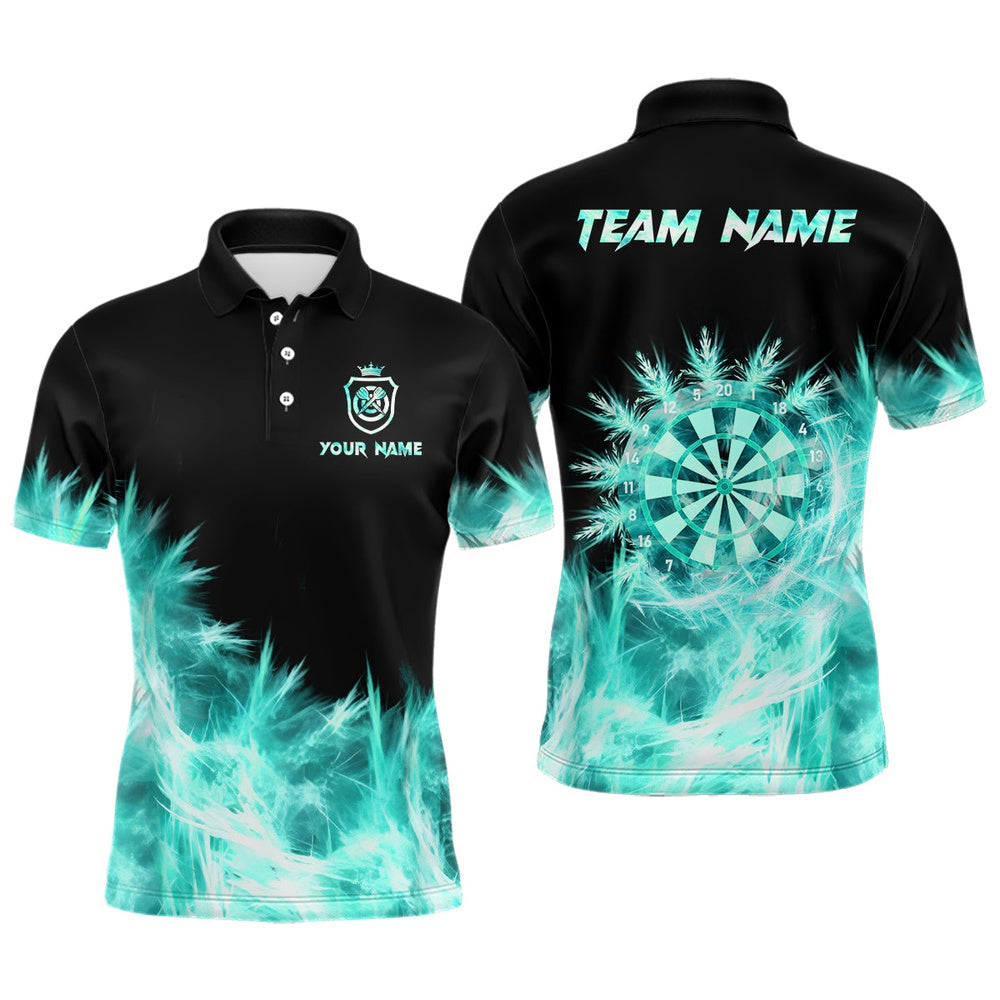 Icy Turquoise Light Mens Darts Polo Shirts Custom Dart Shirts For Team Darts Polo, Darts Team Polo Shirt