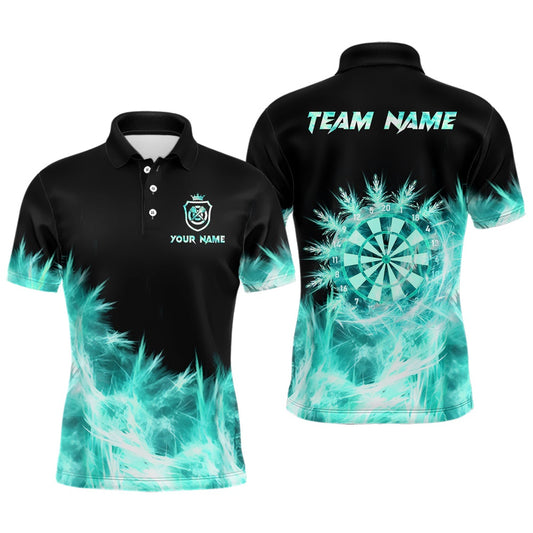 Icy Turquoise Light Mens Darts Polo Shirts Custom Dart Shirts For Team Darts Polo, Darts Team Polo Shirt