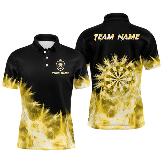 Icy Yellow Light Mens Darts Polo Shirts Custom Dart Shirts For Team Darts Polo, Darts Team Polo Shirt