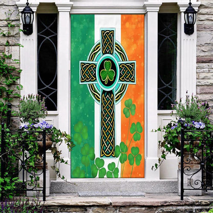 Irish Celtic Knot Cross Door Cover, Patricks Day Home Door, Patrick Day Home Decor