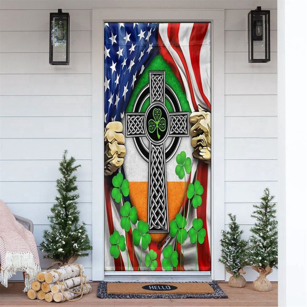 Irish Celtic Knot Cross Irish Door Cover, Patricks Day Home Door, Patrick Day Home Decor