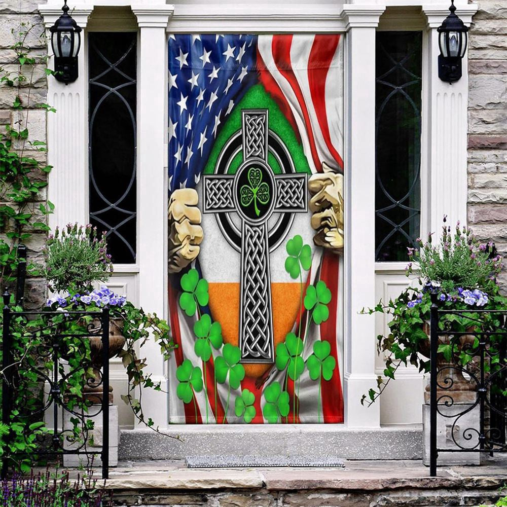 Irish Celtic Knot Cross Irish Door Cover, Patricks Day Home Door, Patrick Day Home Decor
