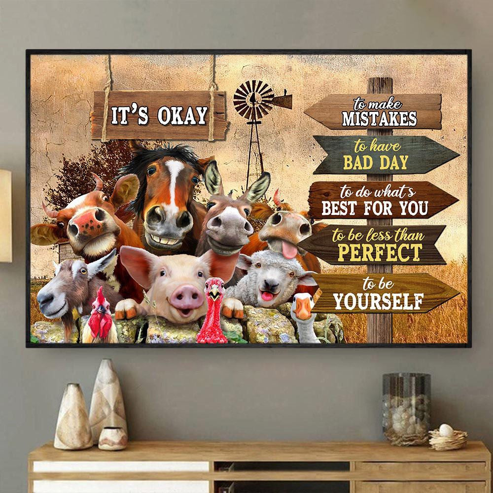 It'S Okay Mistakes Bad Day Perfect Canvas, Farmhouse Canvas, Farm Gift, Farm Home Decor