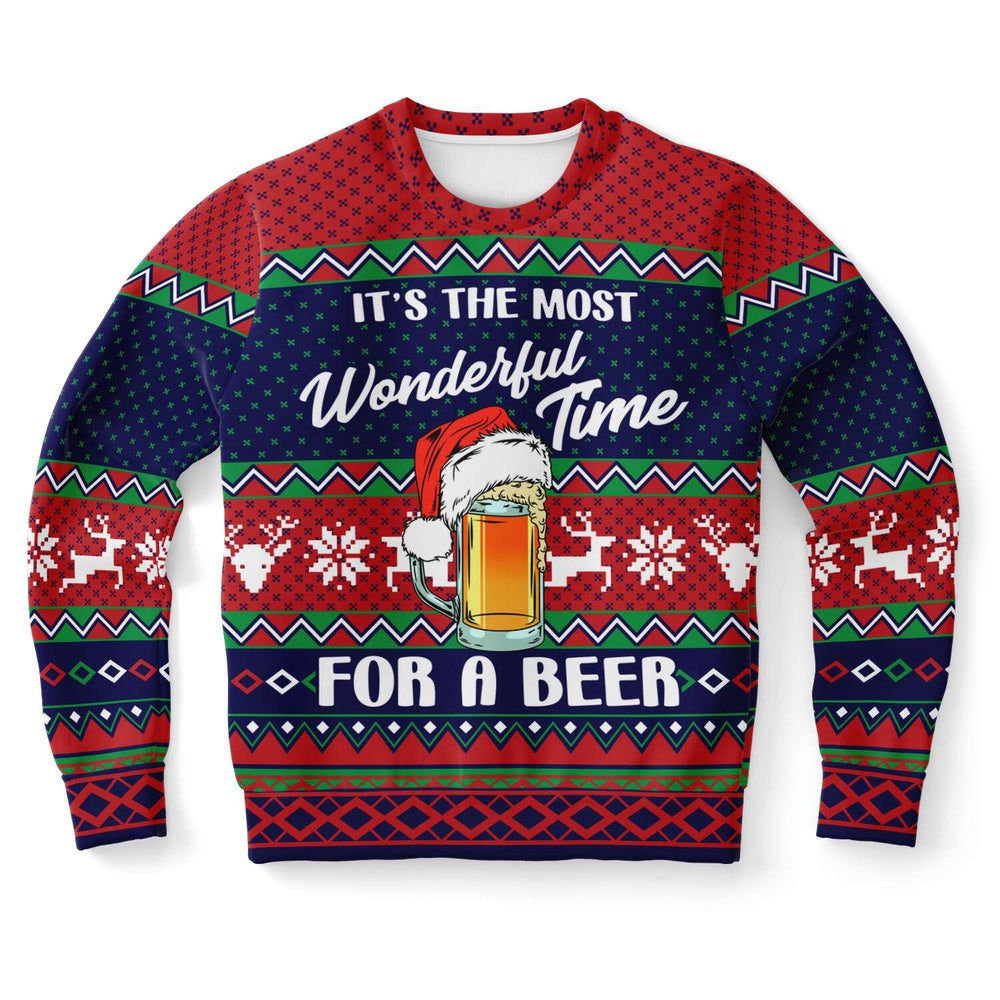 It's The Most Wonderful Time For A Beer Ugly Christmas Sweater, Christmas Ugly Sweater, Sweater Xmas, Ugly Sweater