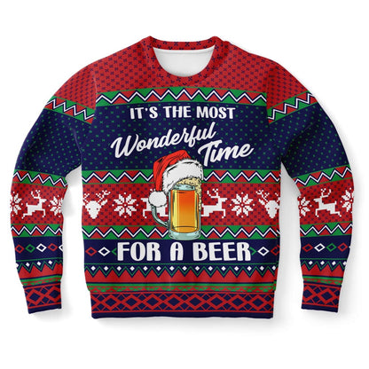 It's The Most Wonderful Time For A Beer Ugly Christmas Sweater, Christmas Ugly Sweater, Sweater Xmas, Ugly Sweater