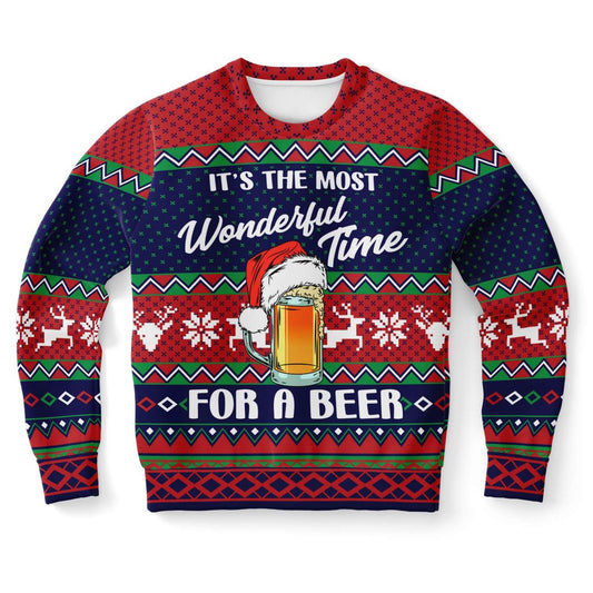 It's The Most Wonderful Time For A Beer Ugly Christmas Sweater, Christmas Ugly Sweater, Sweater Xmas, Ugly Sweater