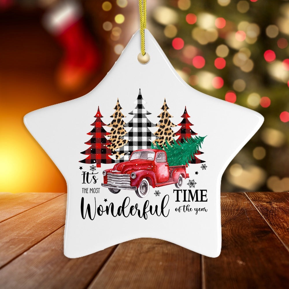 It's the Most Wonderful Time of the Year Plaid Trees Ornament, Christmas Ornament