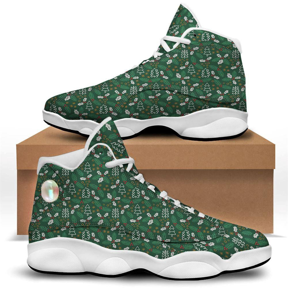 Ivy Leaf Christmas Print Pattern Basketball Shoes, Christmas Basketball Shoes, Christmas Shoes