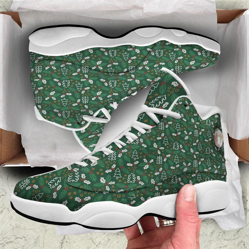 Ivy Leaf Christmas Print Pattern Basketball Shoes, Christmas Basketball Shoes, Christmas Shoes