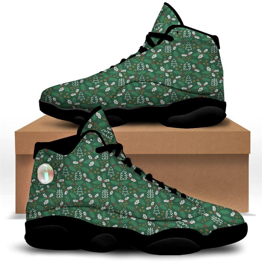 Ivy Leaf Christmas Print Pattern Basketball Shoes, Christmas Basketball Shoes, Christmas Shoes