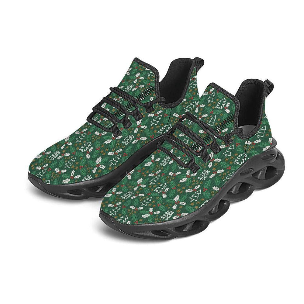 Ivy Leaf Christmas Print Pattern Black Max Soul Shoes, Christmas Sneakers, Christmas Shoes, Christmas Clunky Sneaker