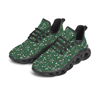 Ivy Leaf Christmas Print Pattern Black Max Soul Shoes, Christmas Sneakers, Christmas Shoes, Christmas Clunky Sneaker