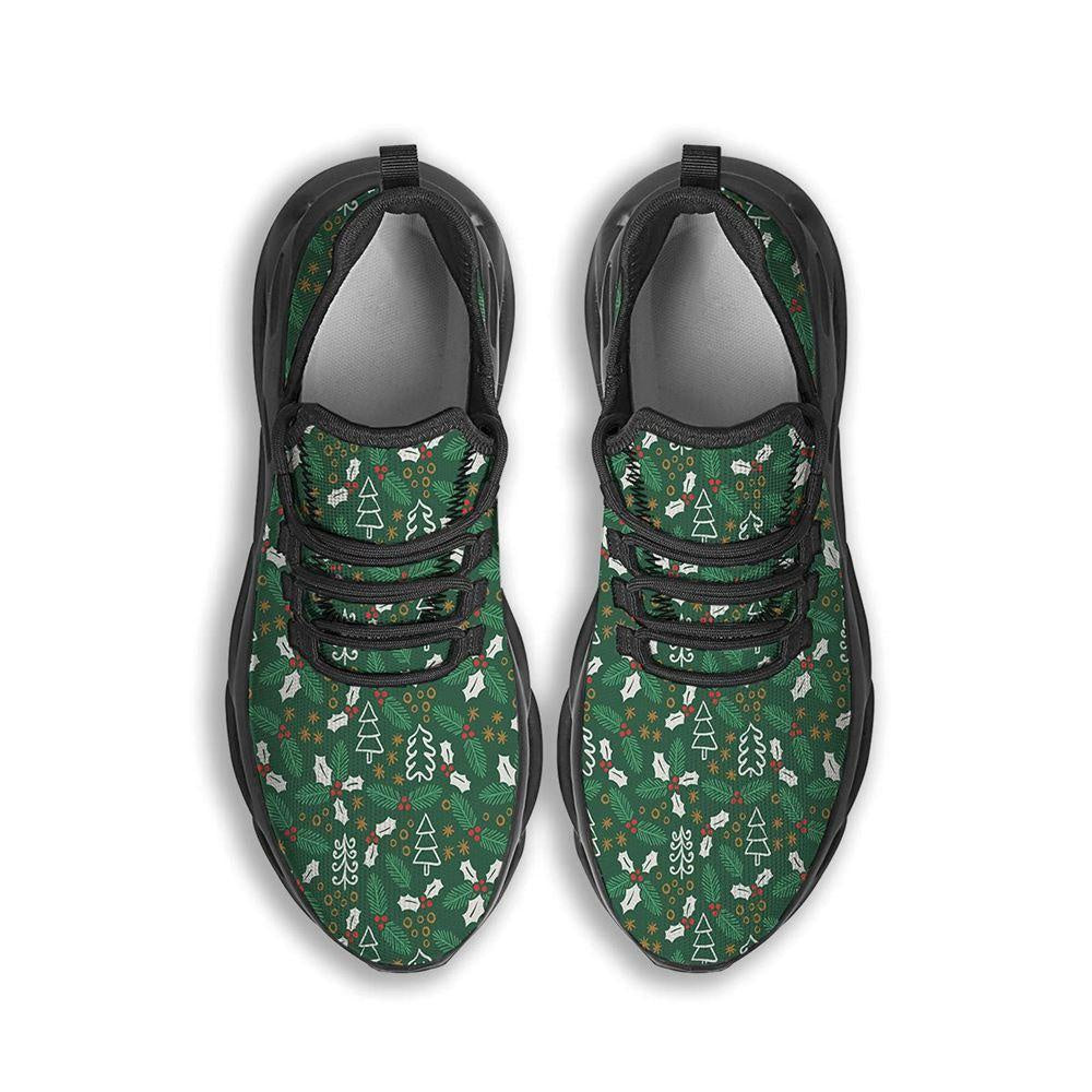Ivy Leaf Christmas Print Pattern Black Max Soul Shoes, Christmas Sneakers, Christmas Shoes, Christmas Clunky Sneaker