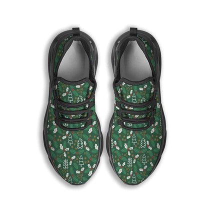 Ivy Leaf Christmas Print Pattern Black Max Soul Shoes, Christmas Sneakers, Christmas Shoes, Christmas Clunky Sneaker
