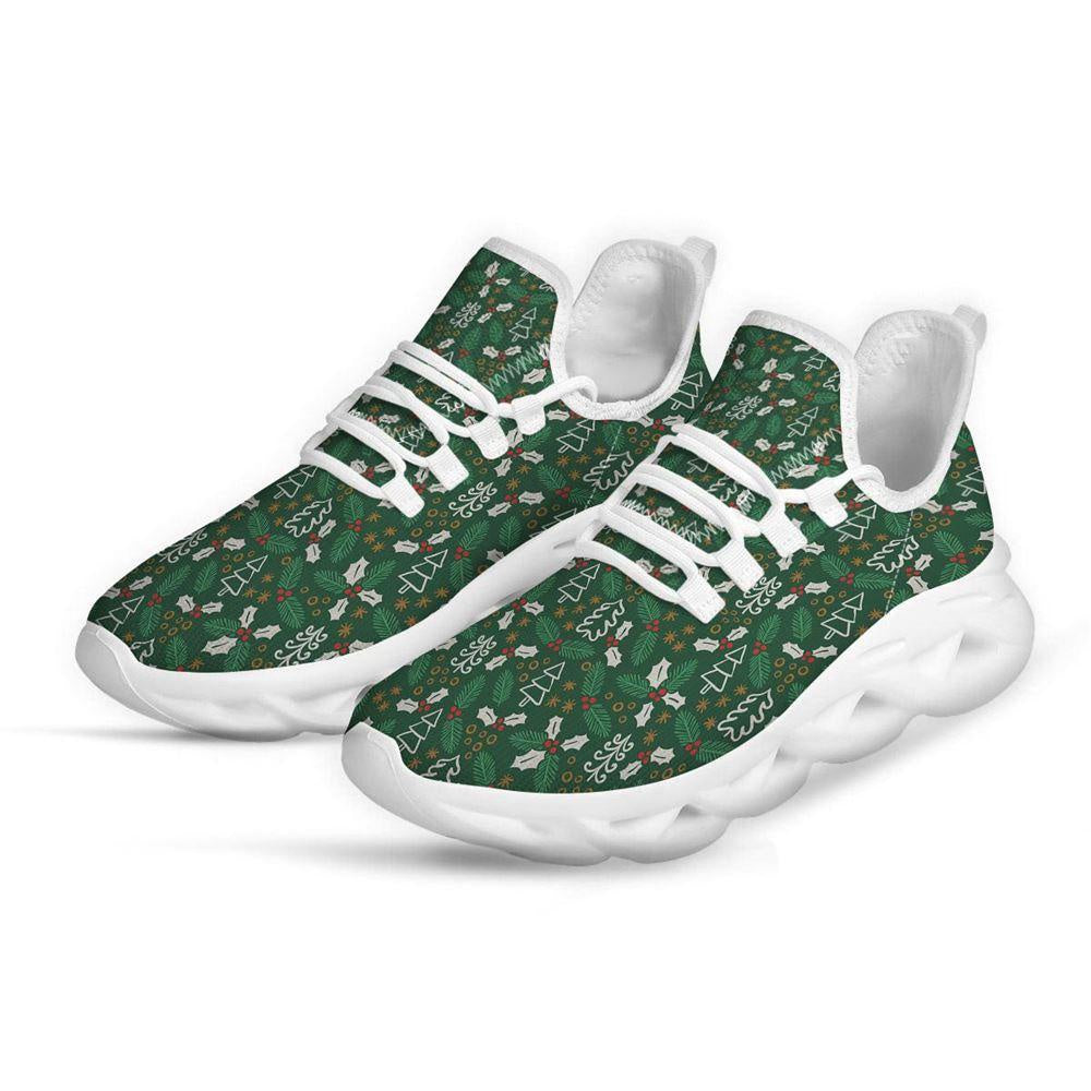 Ivy Leaf Christmas Print Pattern White Max Soul Shoes, Christmas Sneakers, Christmas Shoes, Christmas Clunky Sneaker
