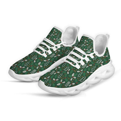 Ivy Leaf Christmas Print Pattern White Max Soul Shoes, Christmas Sneakers, Christmas Shoes, Christmas Clunky Sneaker