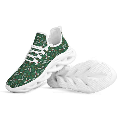 Ivy Leaf Christmas Print Pattern White Max Soul Shoes, Christmas Sneakers, Christmas Shoes, Christmas Clunky Sneaker