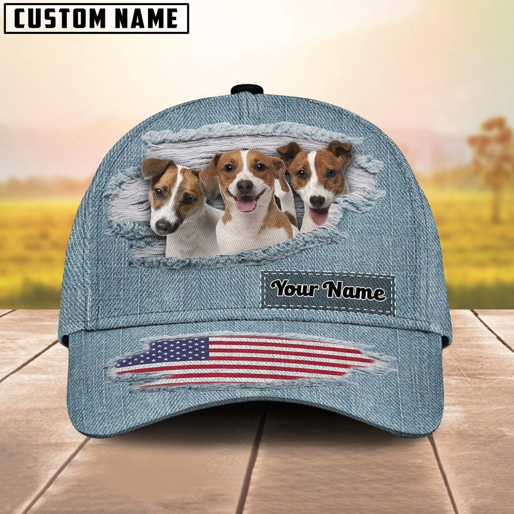 Jack Russell Terriers Jeans Pattern Customized Name Cap, Farmer Cap, Cap For Farmers, Best Farm Hat, Farm Use Hat