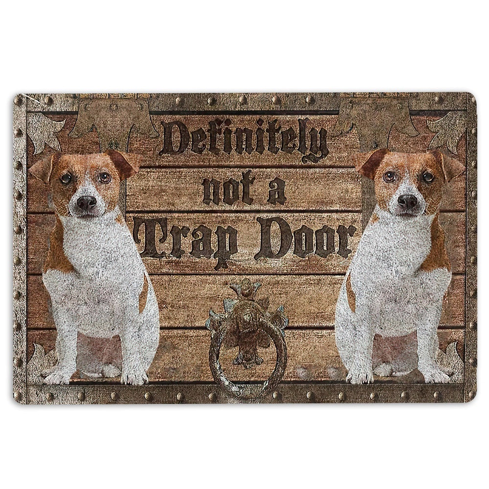 Jack Russell Welcome Doormat, Definitely Not A Trap Door Jack Russell Terrier Welcome Doormat, Pets Home Decor Door Mat