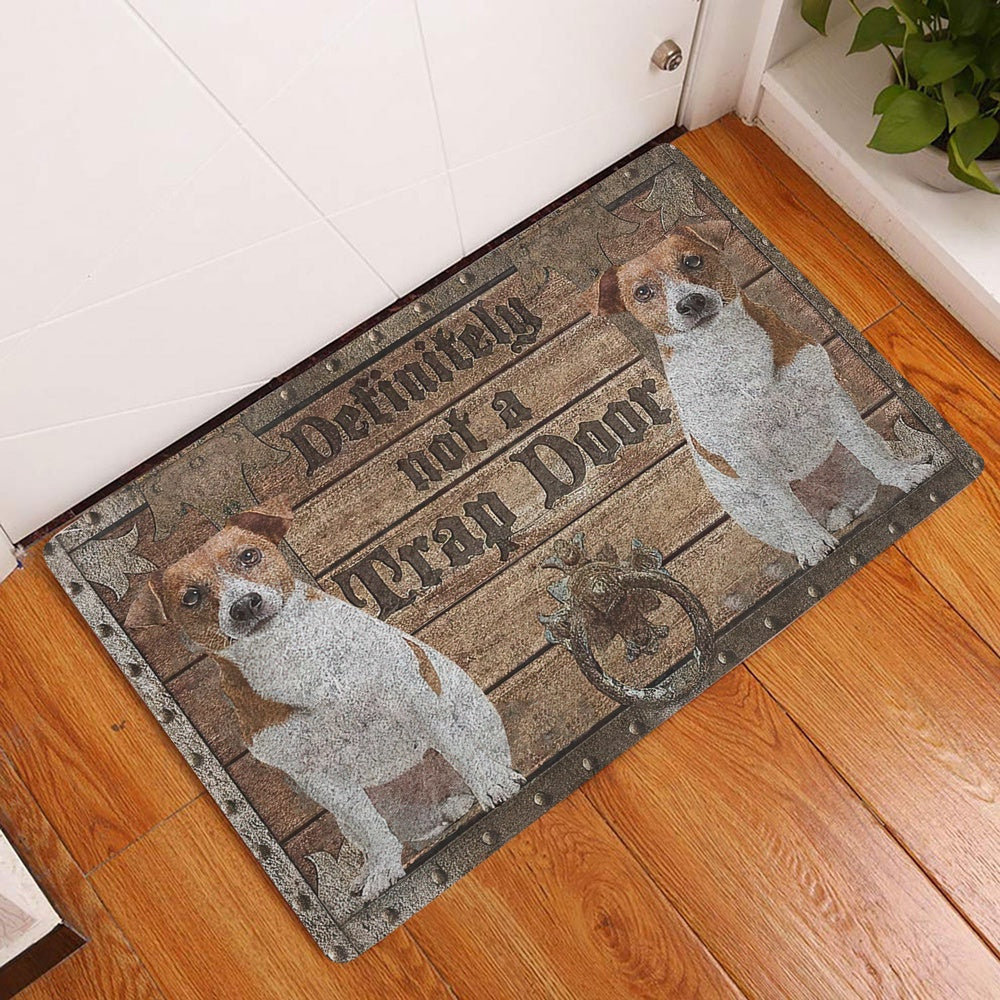 Jack Russell Welcome Doormat, Definitely Not A Trap Door Jack Russell Terrier Welcome Doormat, Pets Home Decor Door Mat