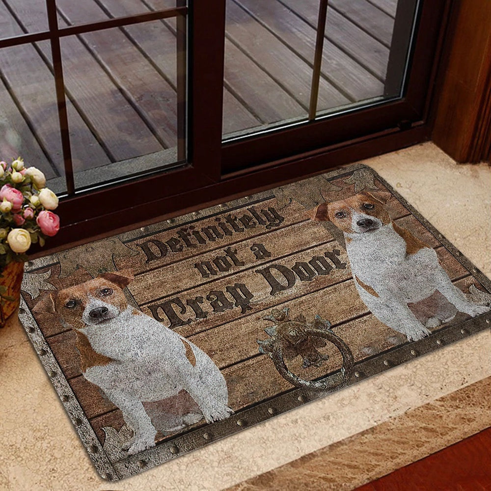 Jack Russell Welcome Doormat, Definitely Not A Trap Door Jack Russell Terrier Welcome Doormat, Pets Home Decor Door Mat