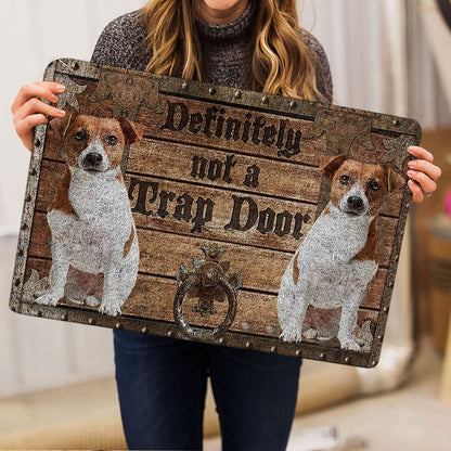 Jack Russell Welcome Doormat, Definitely Not A Trap Door Jack Russell Terrier Welcome Doormat, Pets Home Decor Door Mat